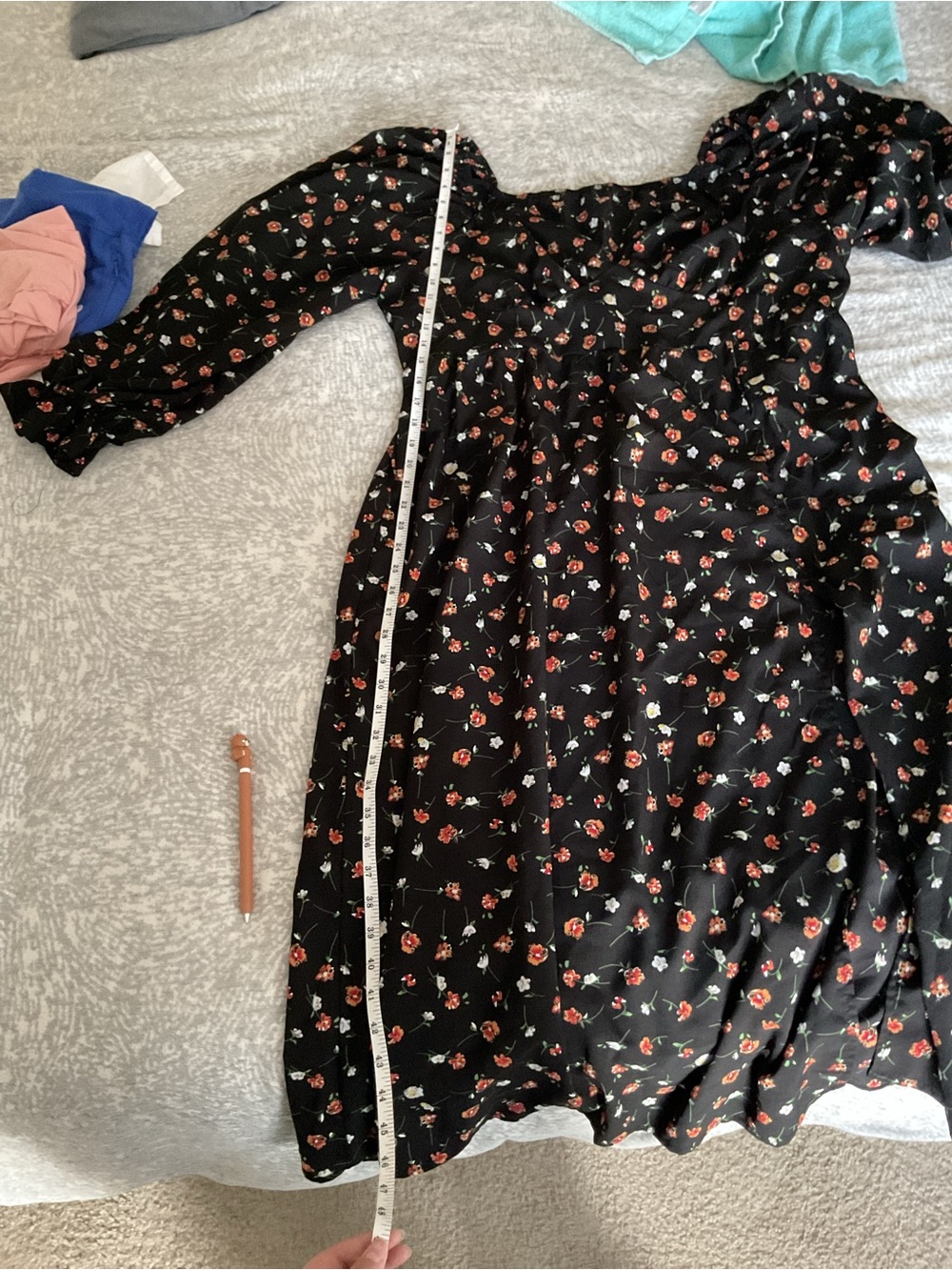 SHEIN Black Floral Midi Dress with Red Rose Print - Picture 6 of 7